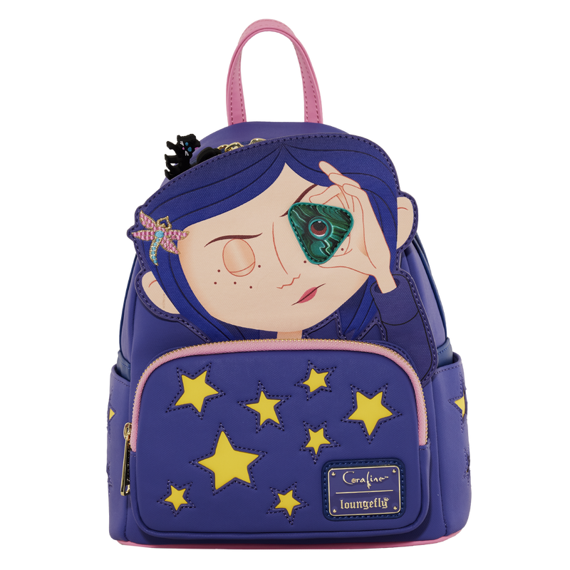fantasia mini backpack Scenes Triple Pocket | Officially Licensed | Plastic/Vegan Leather The Sorcerers Apprentice dons his magic hat Loungefly Disney Fantasia The Sorcerer's