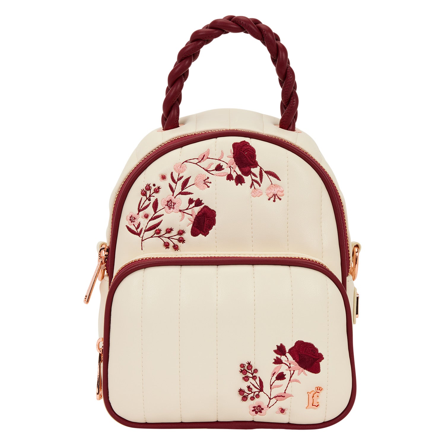floral mini backpack hogh quality 5 Loungefly Cream & Red Floral Convertible Mini Backpack & Crossbody Bag