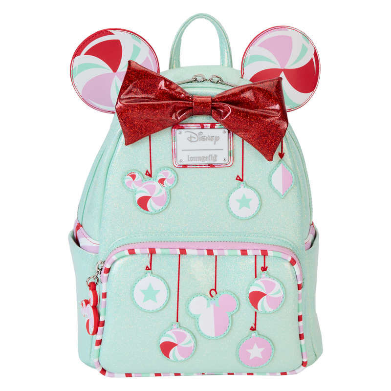 disney loungefly minnie mouse red mini backpack Disney Minnie Holiday Peppermint Ornaments Mini Backpack