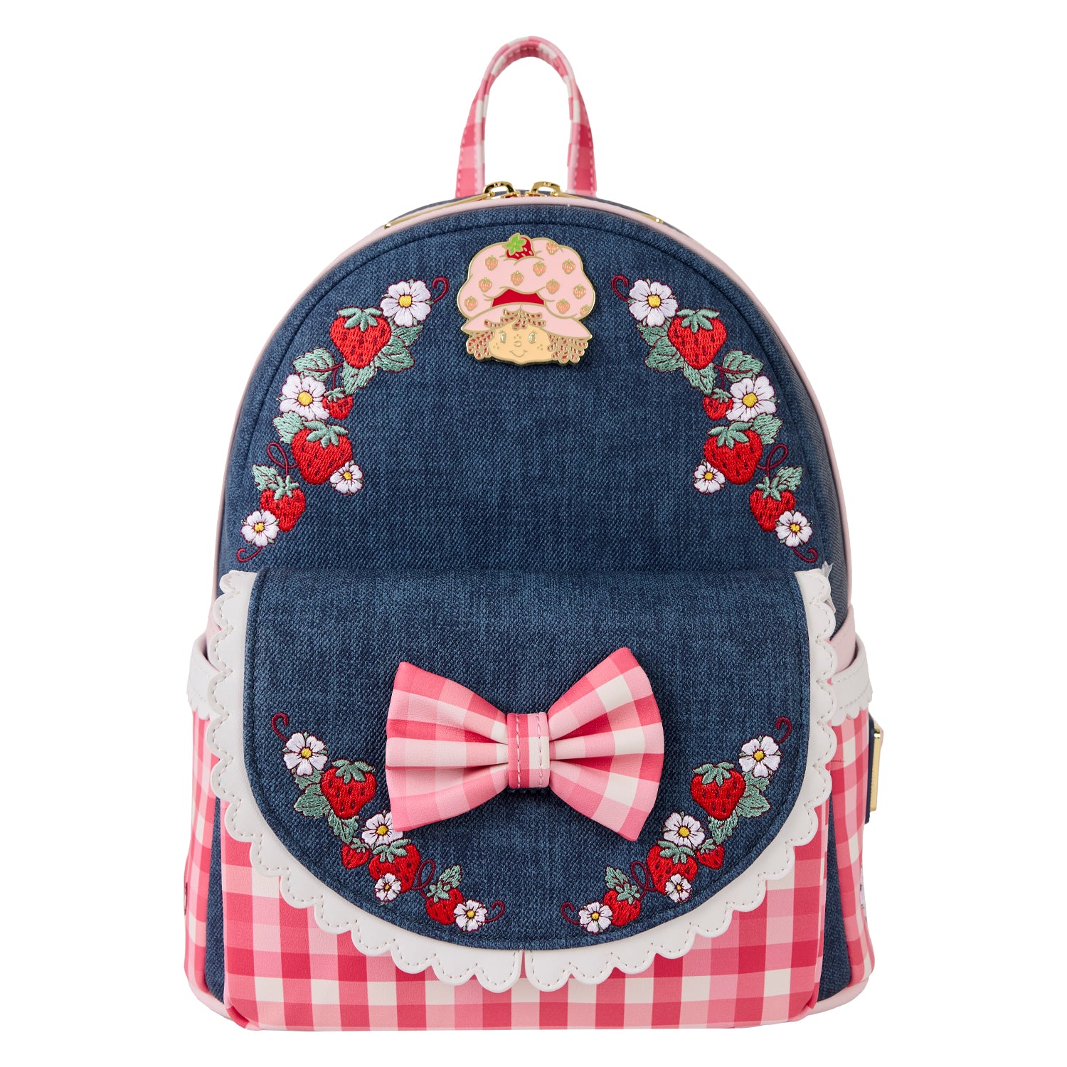 Strawberry Shortcake Denim Gingham Loungefly Mini Backpack