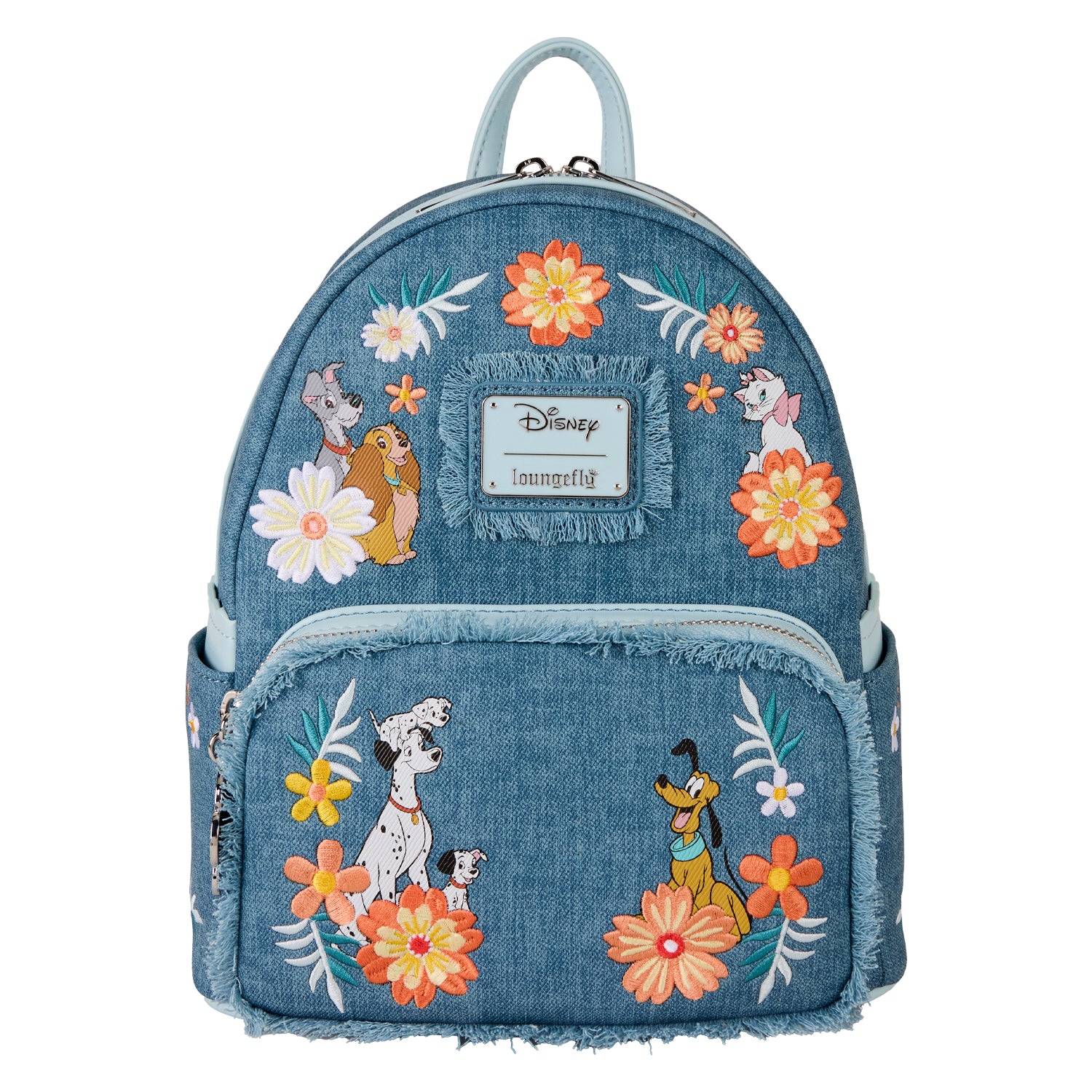 ディズニー loungefly ペガサス　ピン Loungefly Disney Dogs & Cats Floral Faux Denim Fringe Mini