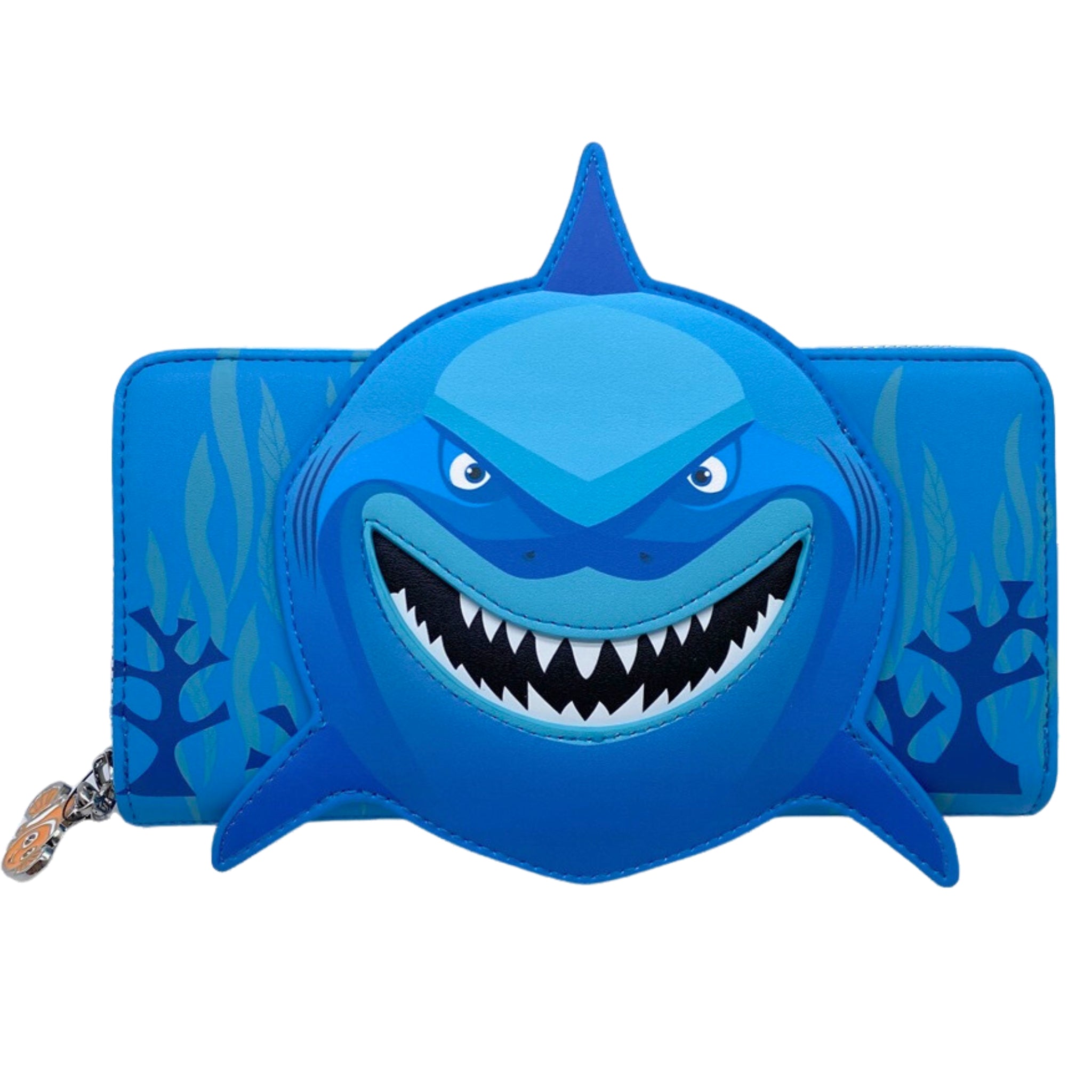 Loungefly Finding Nemo Bruce Shark Cosplay Wallet – Zip Around, Blue Vegan Leather