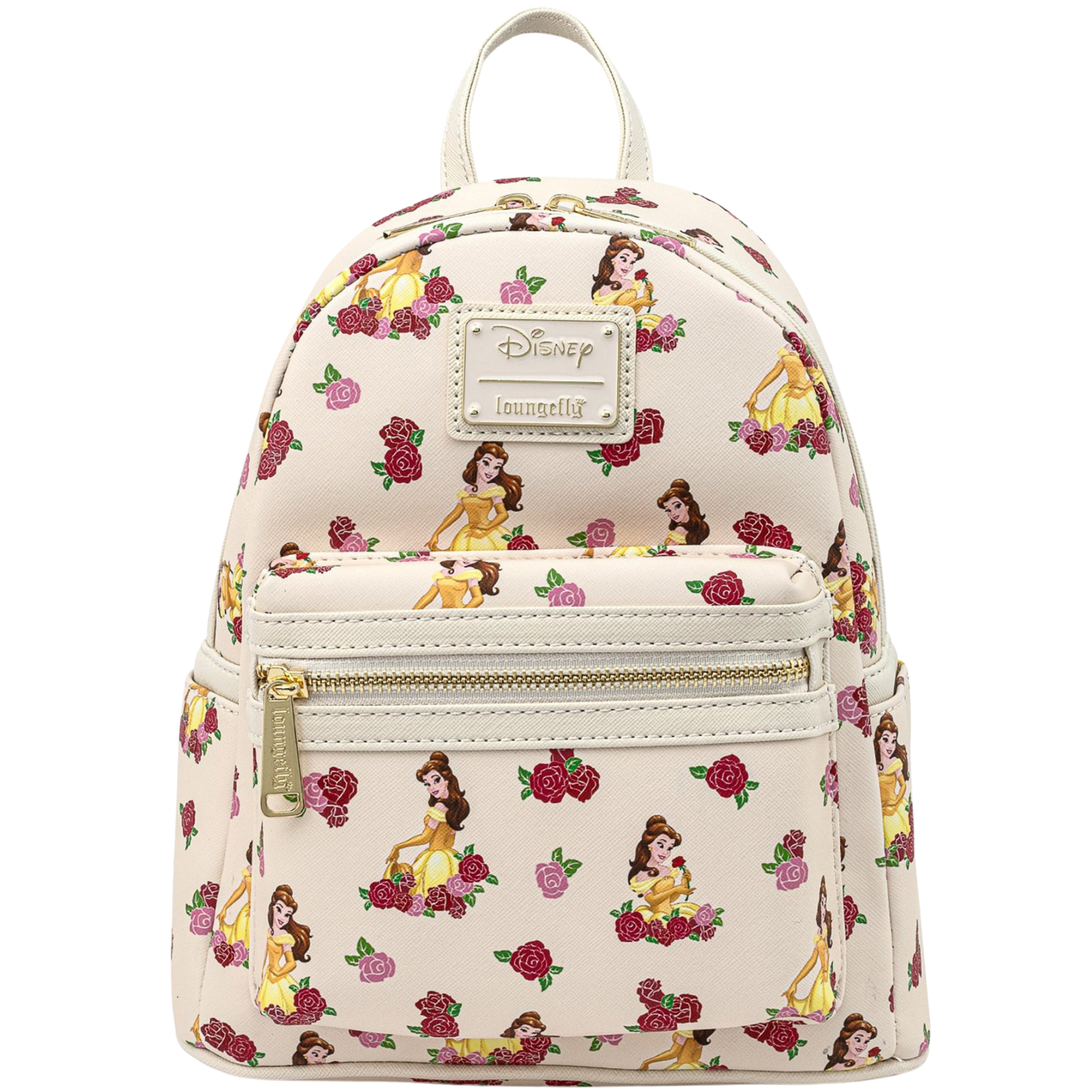 Loungefly Beauty and the Beast Belle All Over Print Rose Mini Backpack