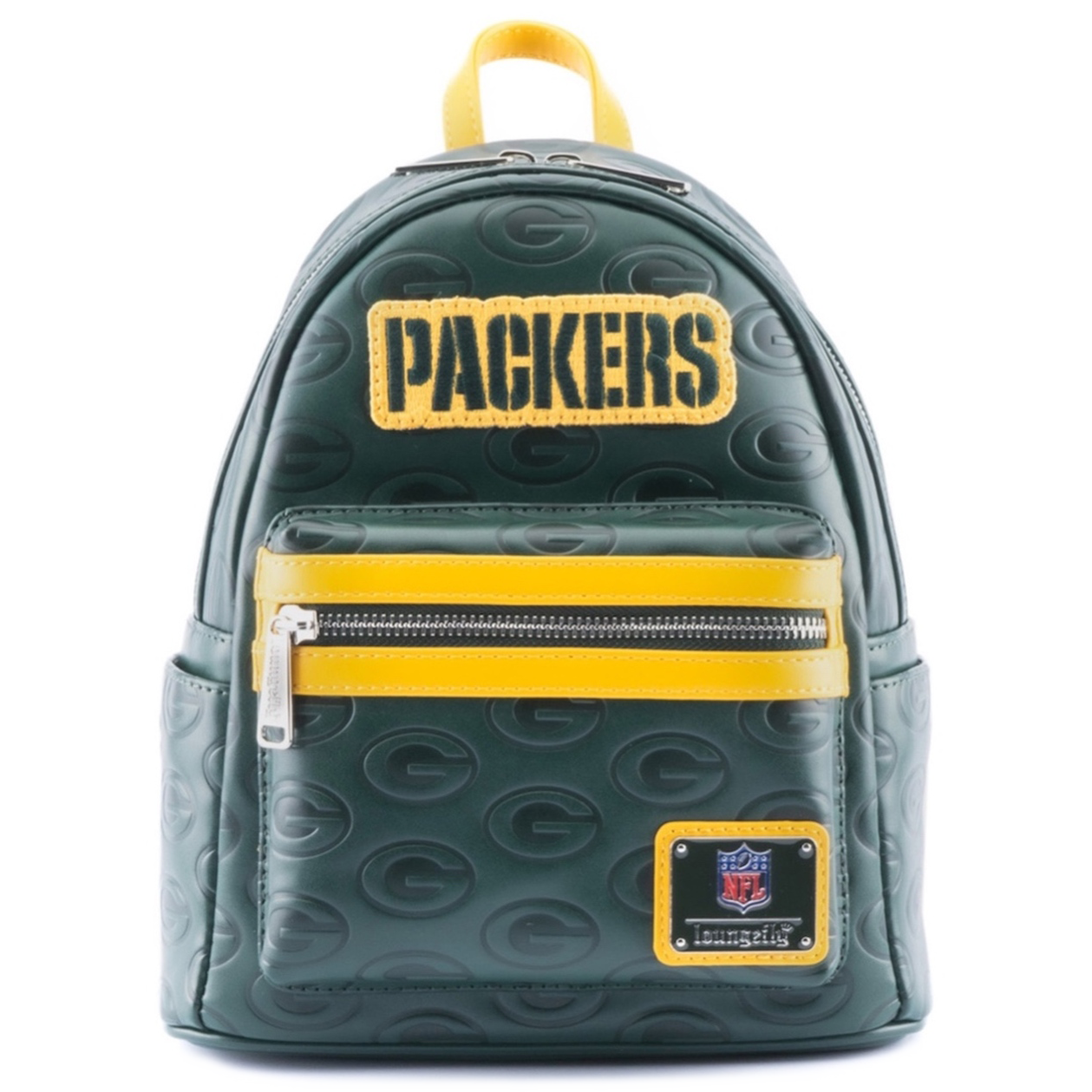 LOUNGEFLY NFL GREEN outlet BAY PACKERS LOGO ALLOVER PRINT MINI BACKPACK