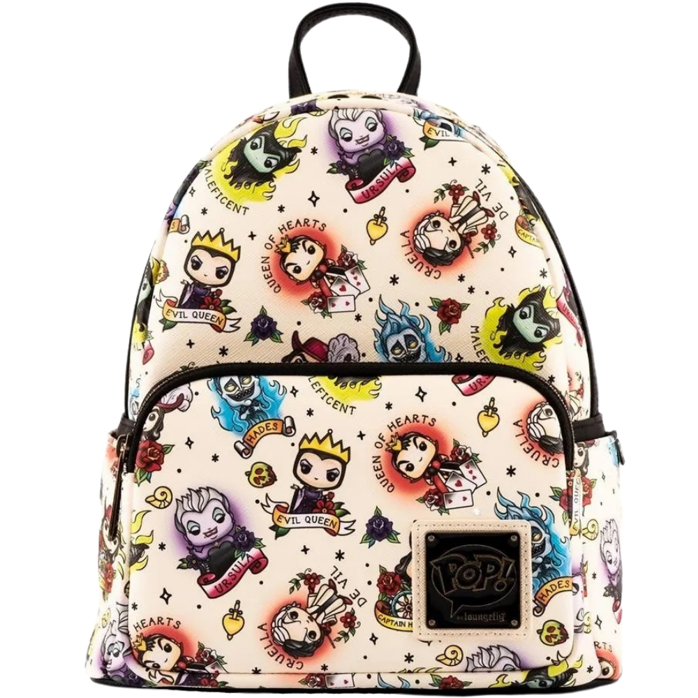 cruella mini backpack Pop! by Loungefly Disney Villains Tattoo All-Over-Print Mini Backpack – Circle Of Hope Boutique