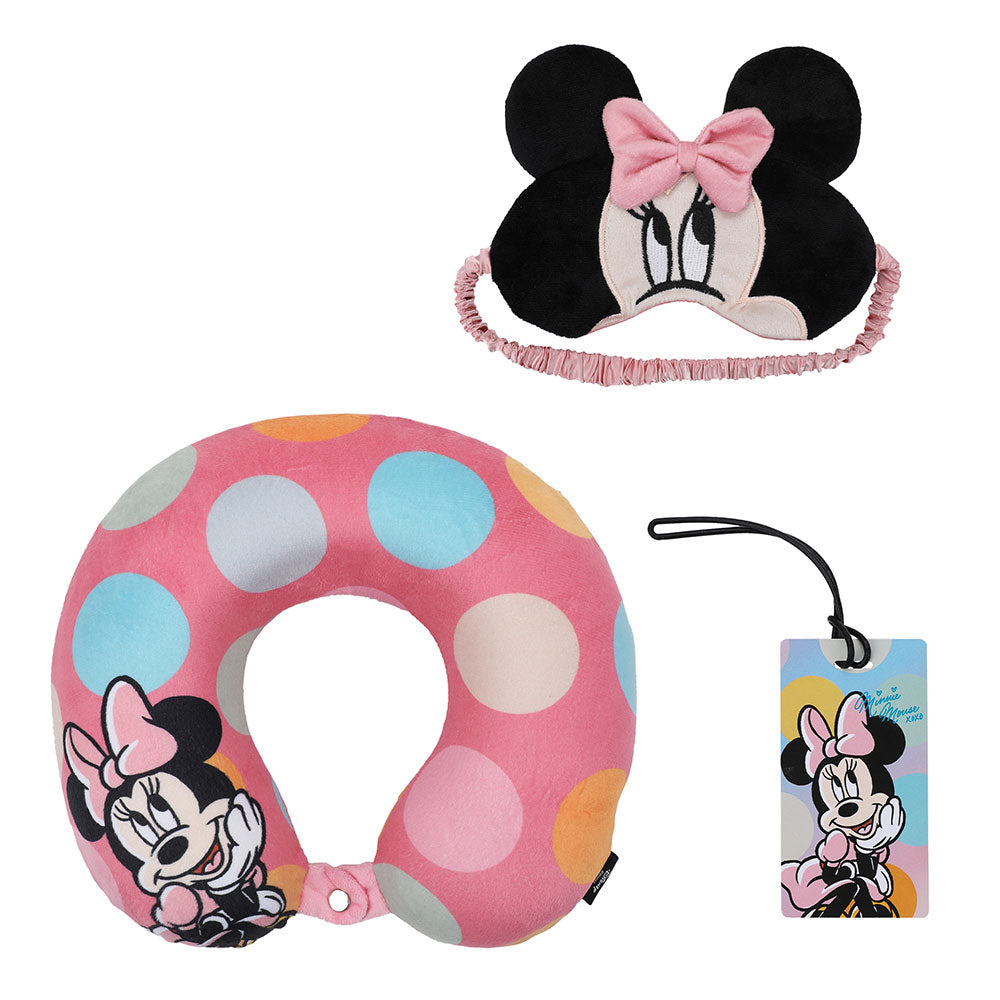 schlafsack minnie maus Minnie Mouse Kids Travel Set with Neck Pillow Eye Mask and Luggage Tag