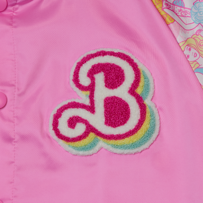 Loungefly Barbie 65th Anniversary Unisex Bomber Jacket Loungefly Barbie 65th Anniversary Unisex Bomber Jacket