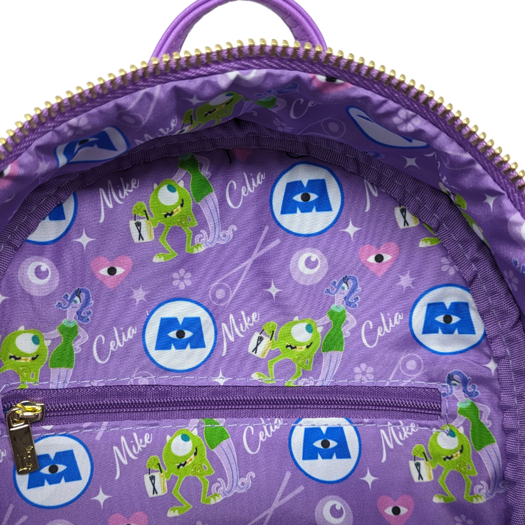 monsters inc book bag Loungefly Pixar's Monsters Inc. Celia Cosplay Mini Backpack