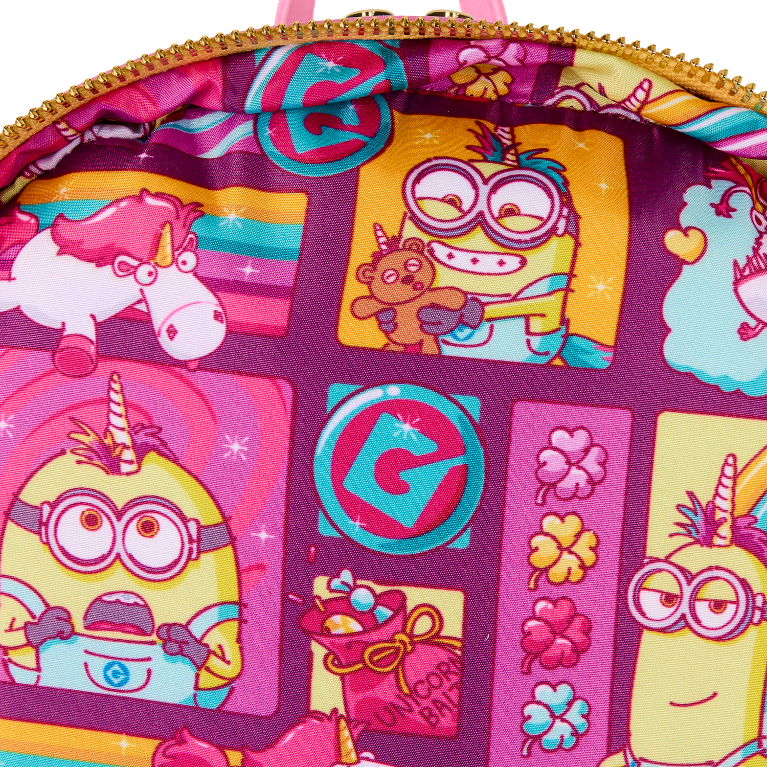 confetti pinky unicorn faux fur mini backpack Minions Fluffy Unicorn Rainbow Mini Backpack