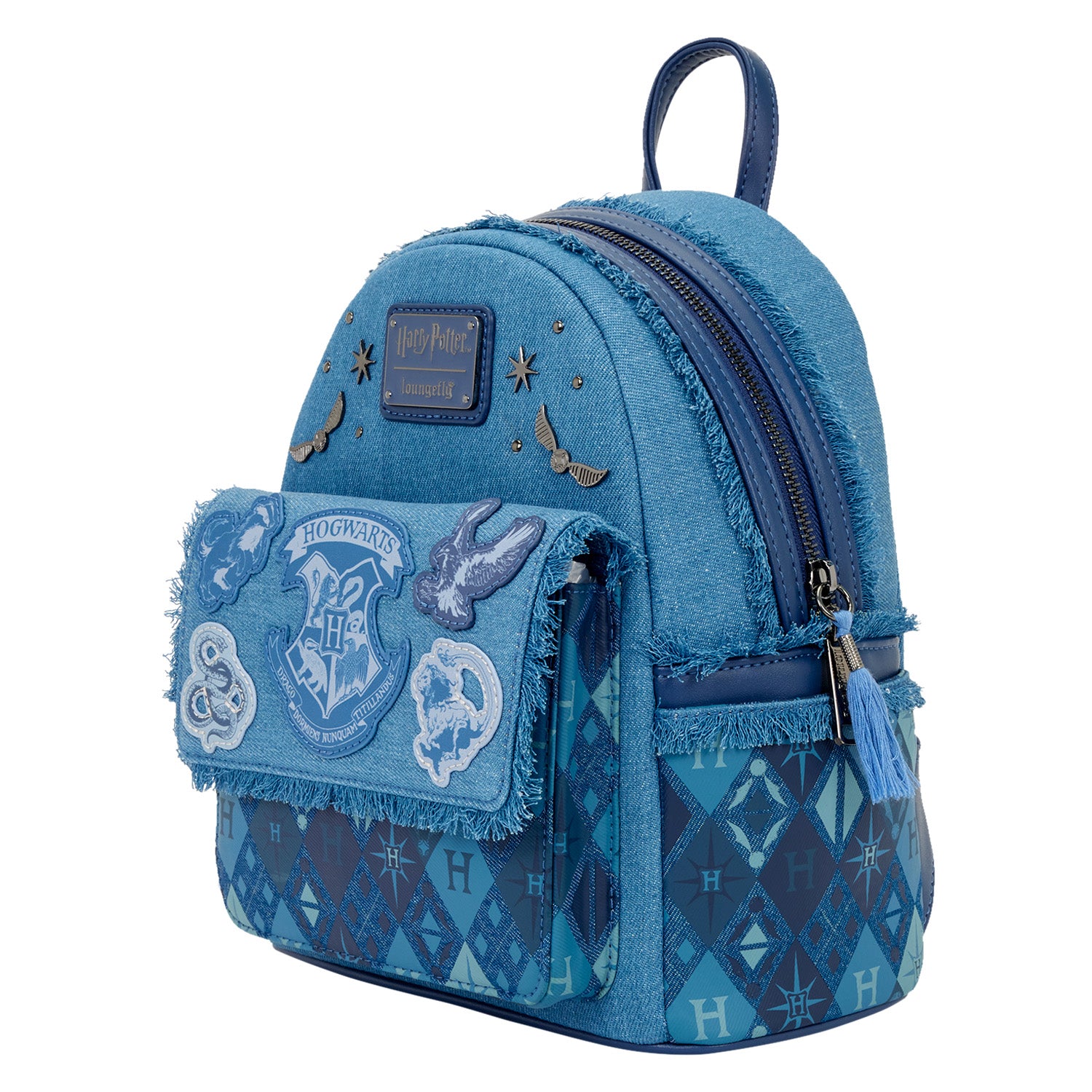 harry potter hogwarts wreath mini backpack Loungefly WB Harry Potter Hogwarts Denim Mini Backpack – Circle Of Hope Boutique