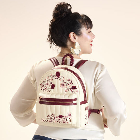 Loungefly Cream & Red Floral Mini Backpack
