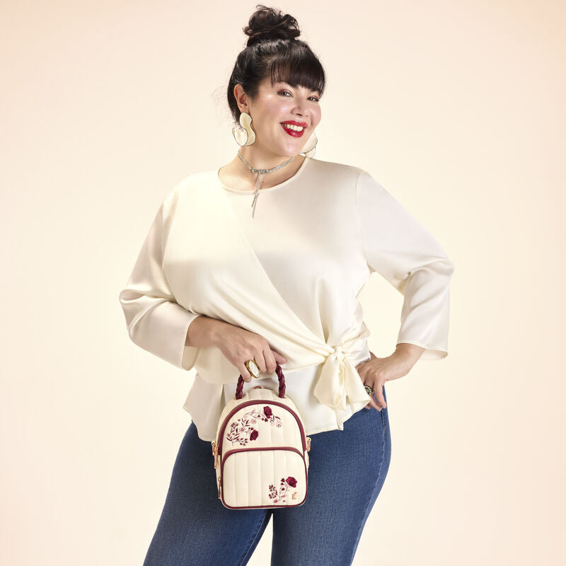 Loungefly Cream & Red Floral Convertible Mini Backpack & Crossbody Bag Loungefly Cream & Red Floral Convertible Mini Backpack & Crossbody Bag