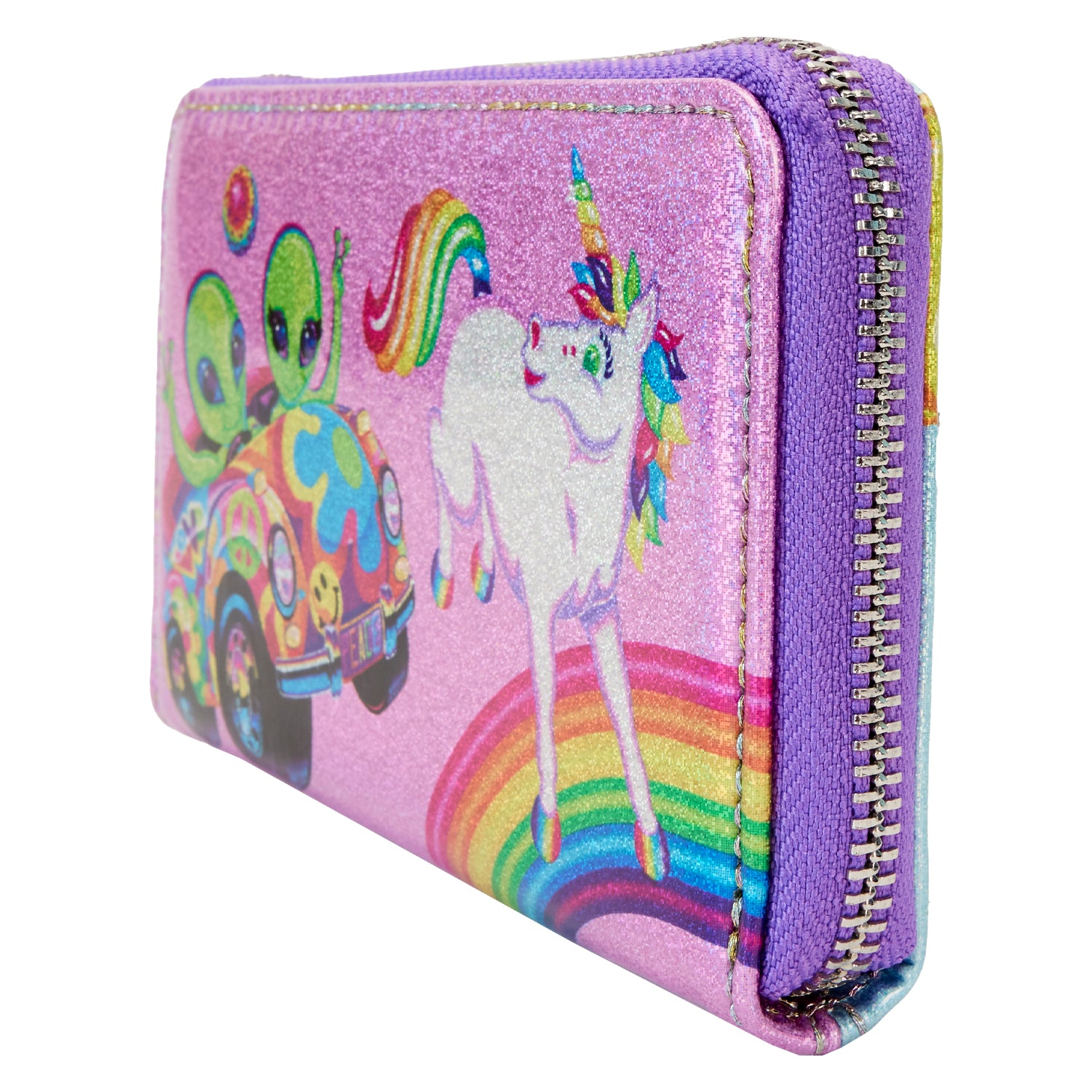 Loungefly Lisa Frank Holographic Glitter Color Block Zip Around Wallet –  Circle Of Hope Boutique
