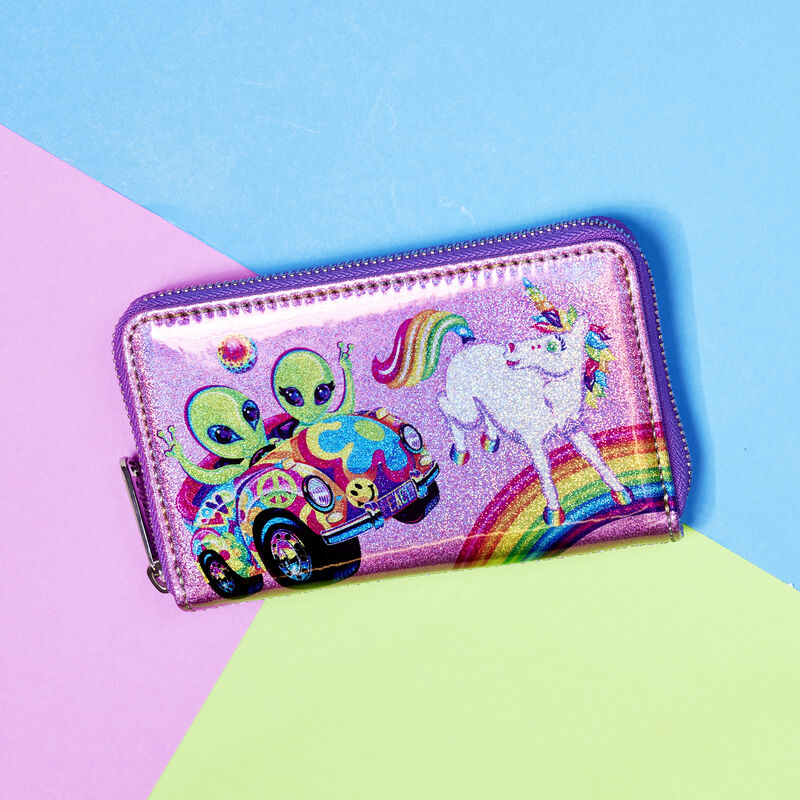 Loungefly Lisa Frank - Holographic Glitter Color Block Zip Around