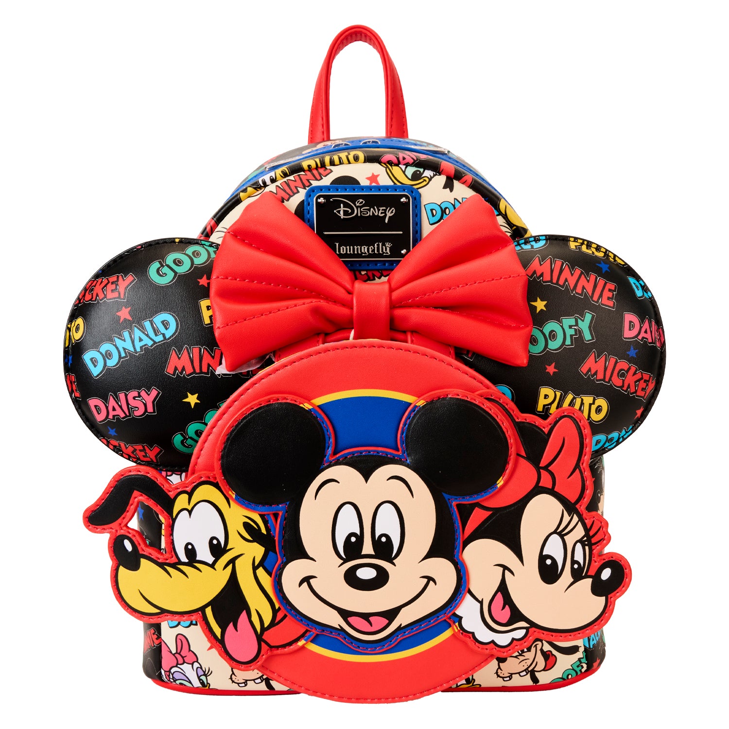 disney mickey mouse cartoon faux leather mini backpack Fast Forward Black 10" Unisex Casual Adjustable Strap Zipper for Boys, Girls, Women, Men Disney Mickey Mouse Bioworld Mini