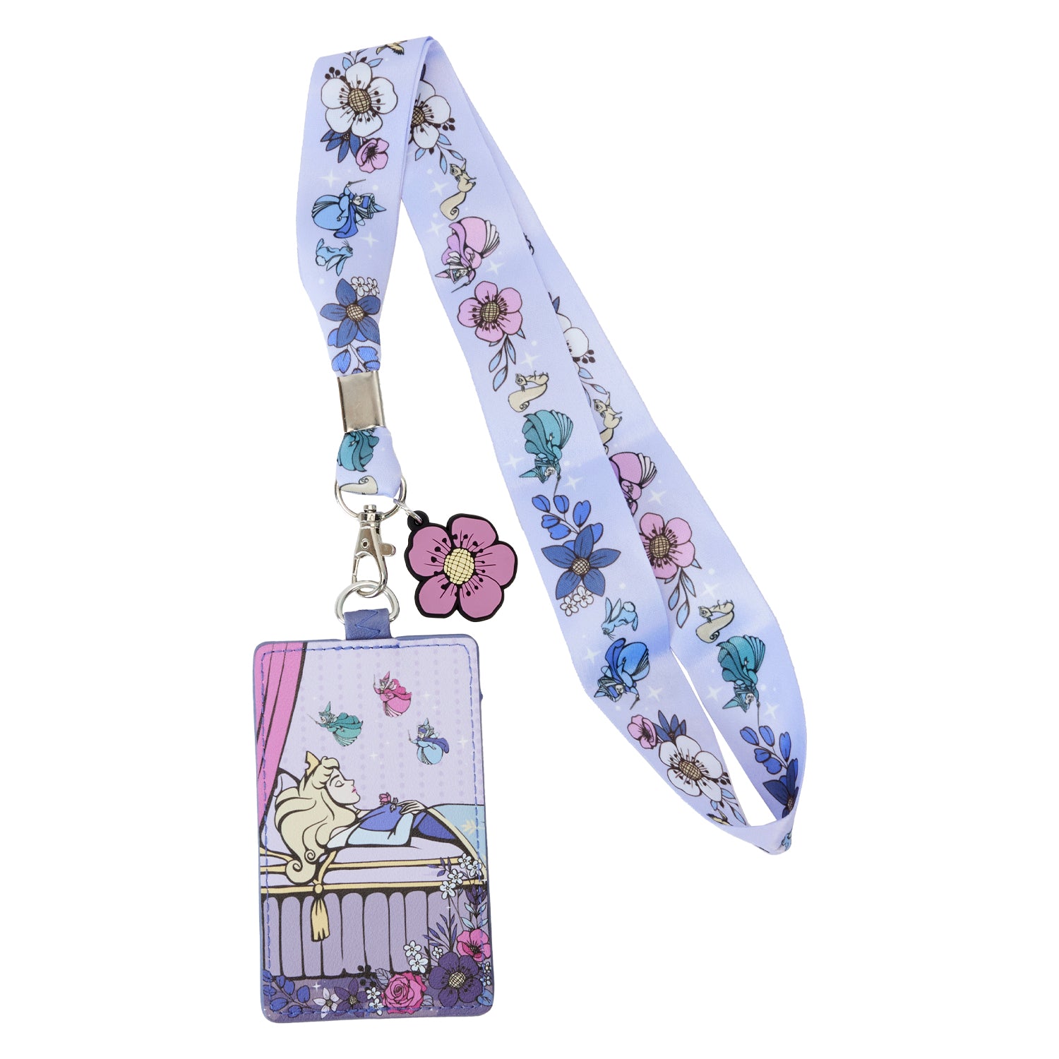 Loungefly Disney Sleeping Beauty 65th Anniversary Floral Scene Lanyard with Cardholder