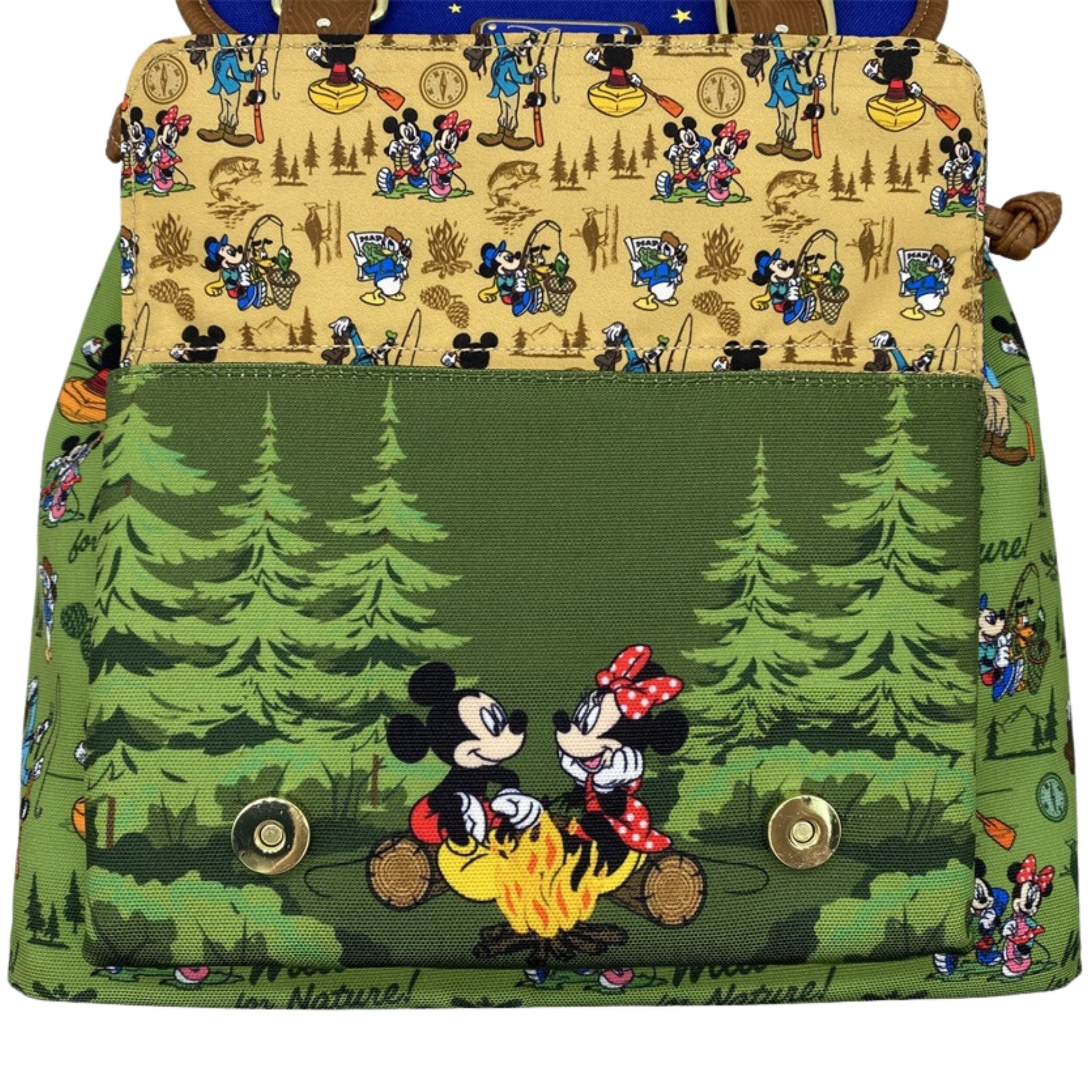 Loungefly Mickey, Minnie, & Friends Camping Scene Crossbody Passport Bag