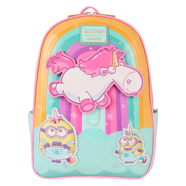 circle unicorn mini backpack Loungefly Universal Minions Fluffy Unicorn Rainbow Mini Backpack
