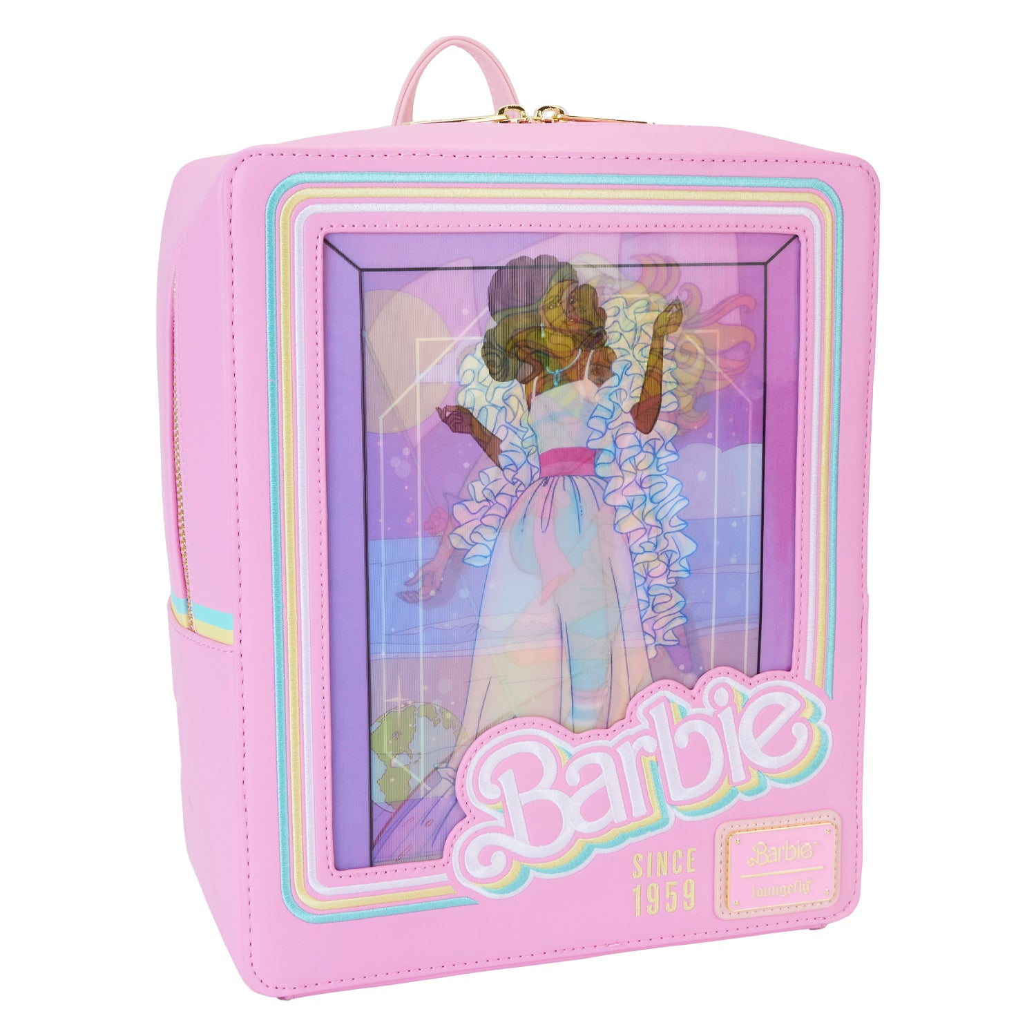 barbie mini stationery backpack Loungefly Barbie 65th Anniversary Doll Box Triple Lenticular Mini Back – Circle Of Hope Boutique