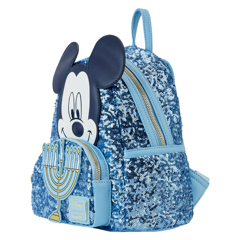 Loungefly Disney Mickey Hanukkah Menorah Sequin Mini Backpack