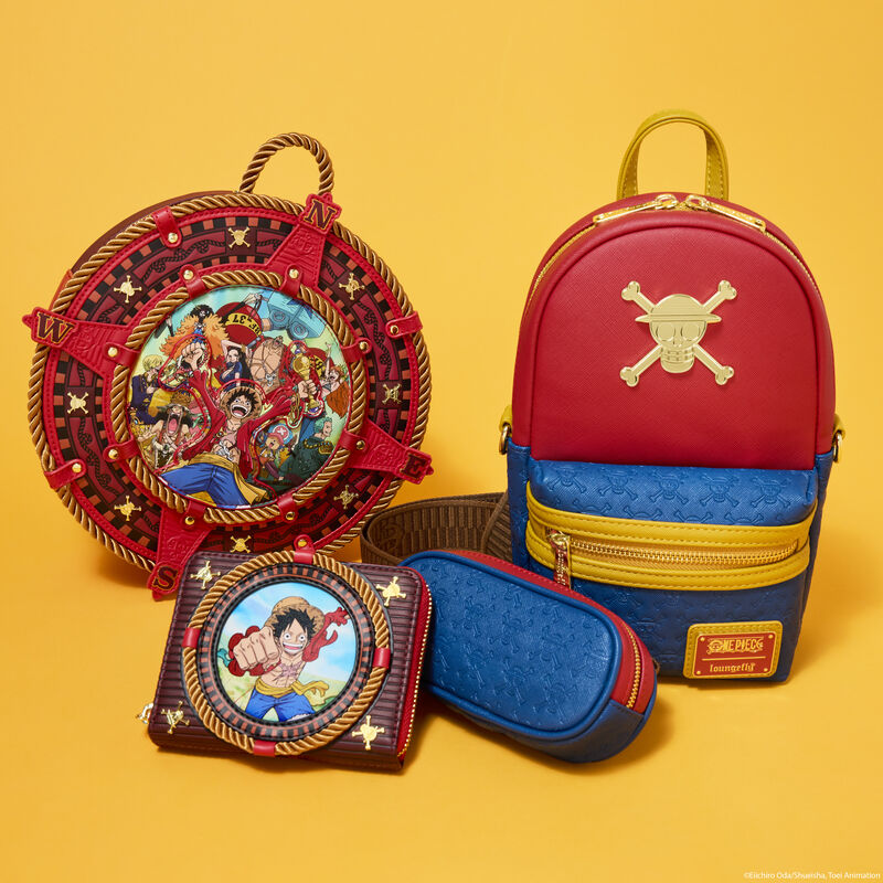 Loungefly Mini Zaino One Piece A Forma Di Bussola - Ecopelle Testurizzata, Ciondoli Metallici, Ufficiale TOEI