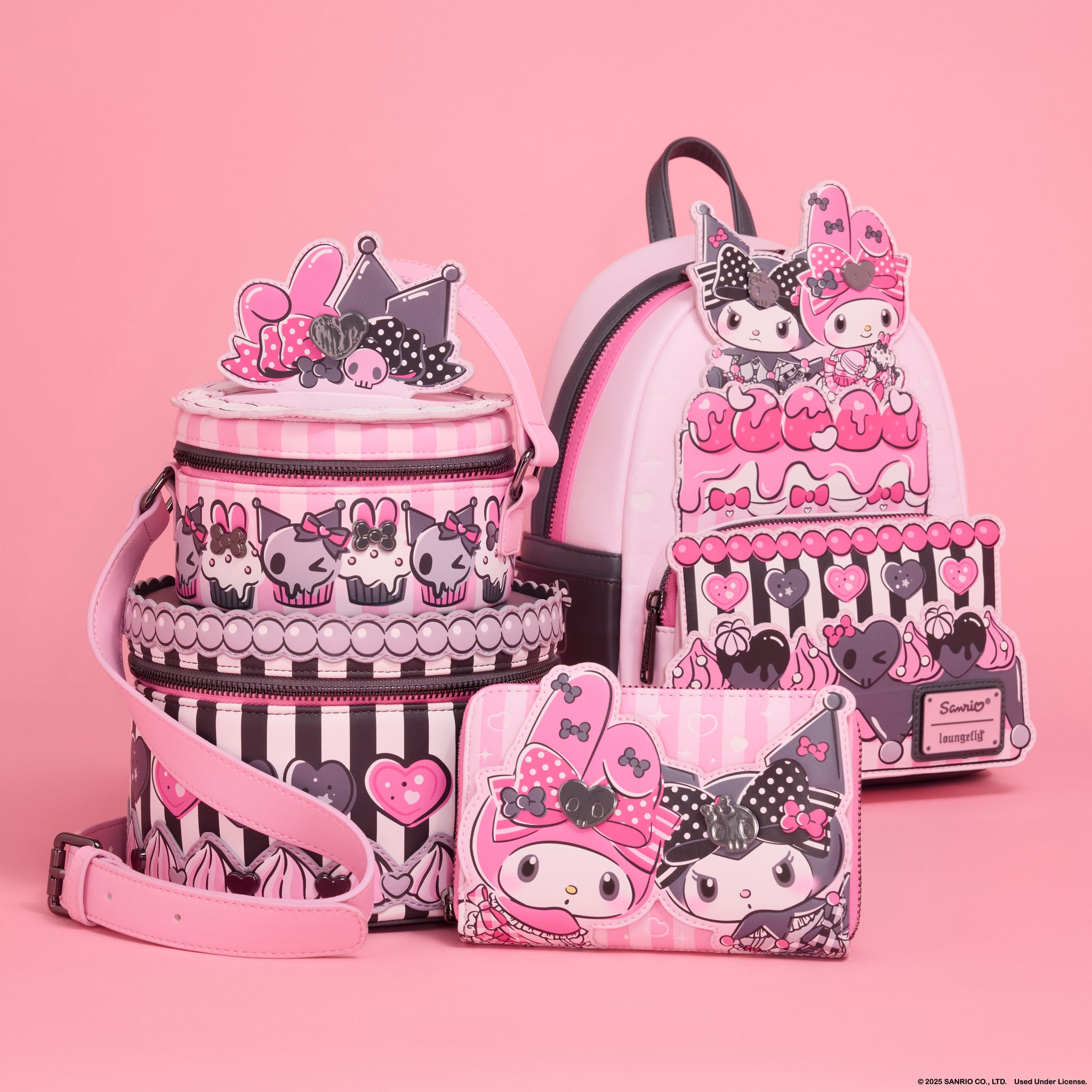 black and pink mini hellokitty backpack Loungefly Sanrio My Melody & Kuromi Cake Mini Backpack – Circle Of Hope Boutique
