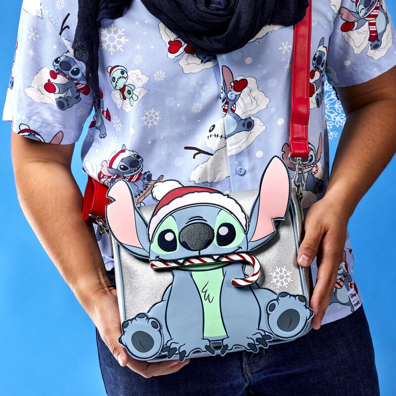 Loungefly Disney Stitch Holiday Glitter Cosplay Crossbody Bag