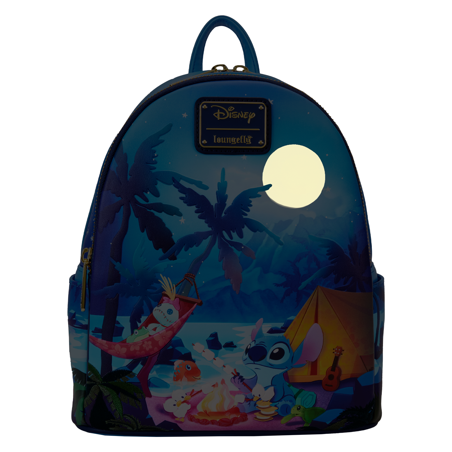 disney lilo & stitch blue tropical leaves mini backpack Loungefly