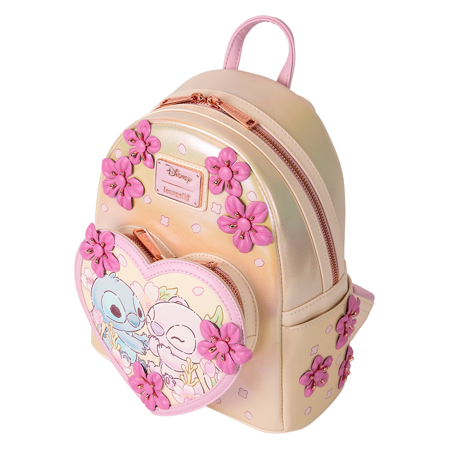 Loungefly Disney Stitch & Angel Cherry Blossom Heart Mini Backpack – Circle Of Hope Boutique