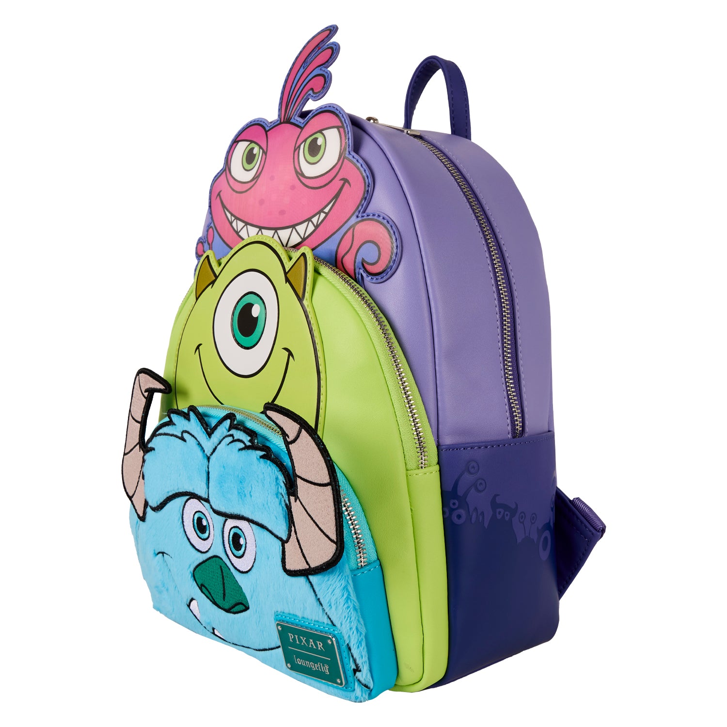 monsters inc mike and sully Loungefly Pixar Monsters Inc. Mike Sulley and Randall Triple Pocket Mini Backpack