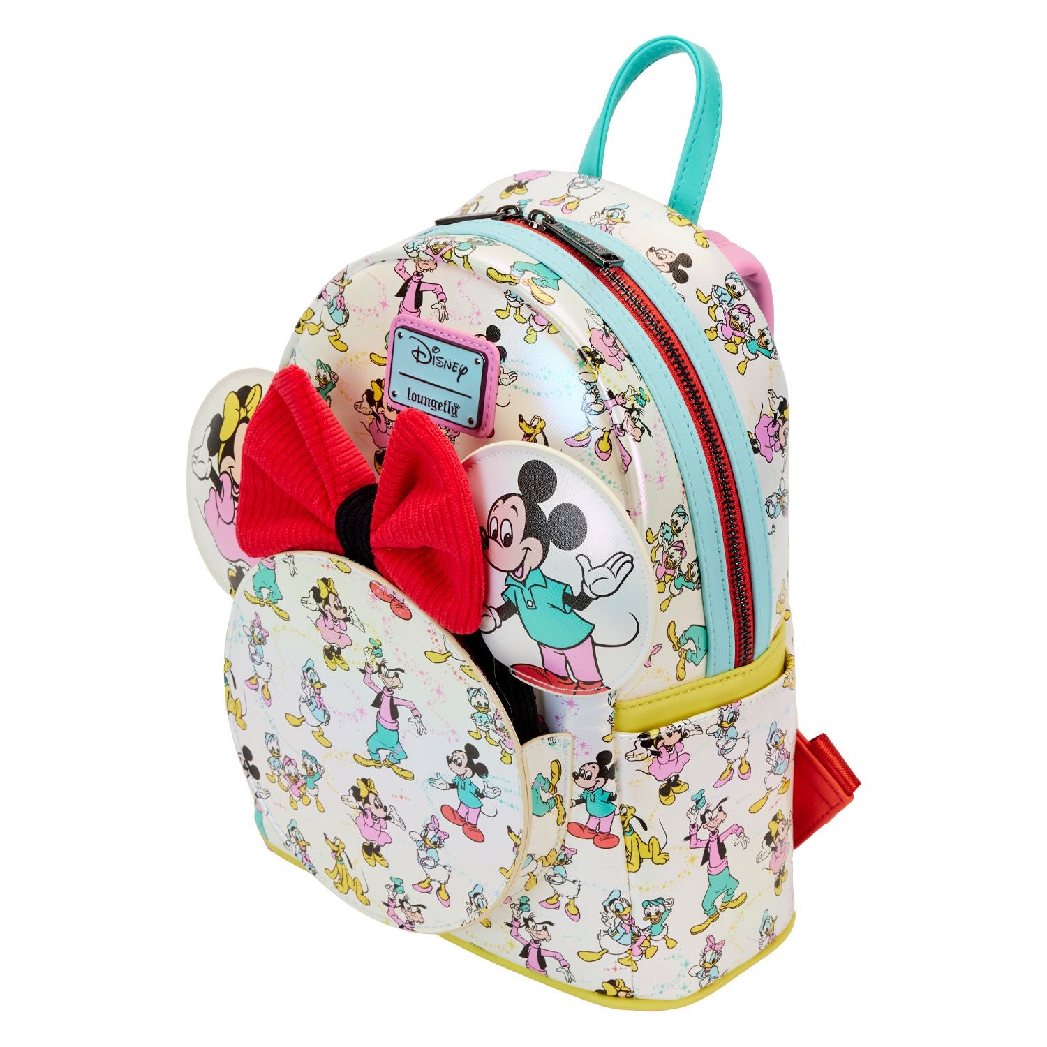 disney mickey mouse ears mini backpack Loungefly Disney100 Mickey & Friends Classic AOP Mini Backpack With Ear Headband