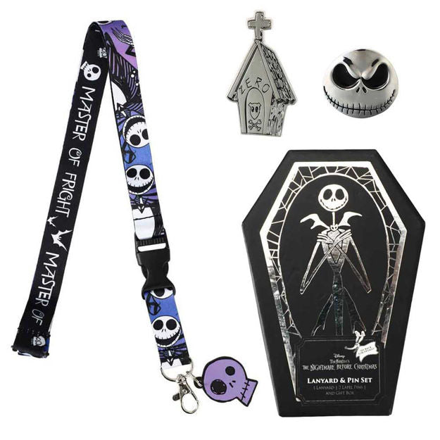 Bioworld The Nightmare Before Christmas Master of Fright Lapel Pins & Lanyard Coffin Box Set