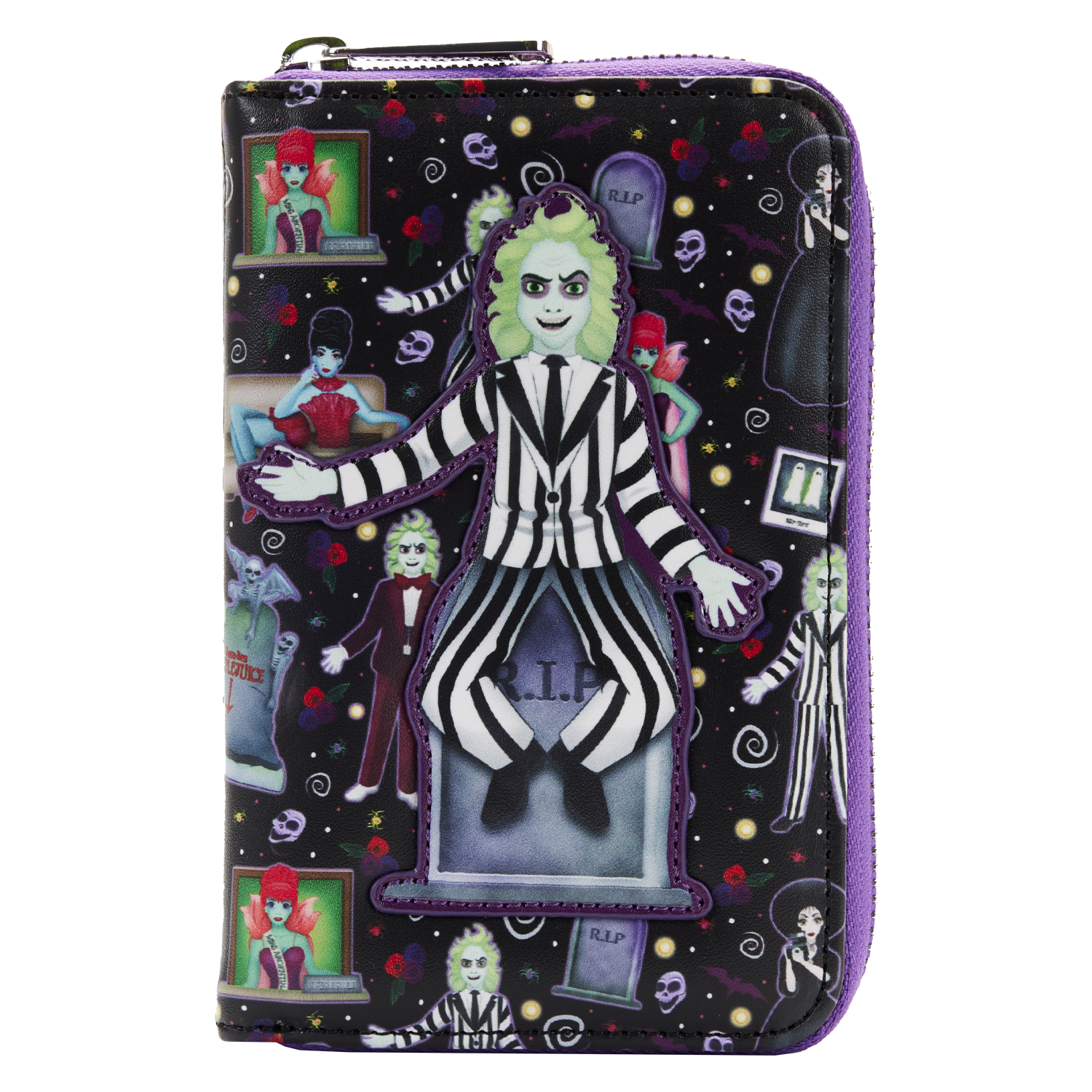 Loungefly Beetlejuice Icons All-Over-Print Ziparound Wallet
