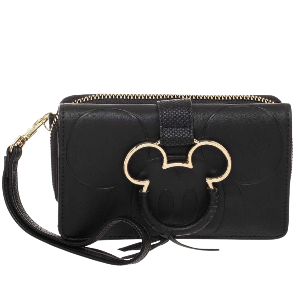 Disney Mickey Mouse Gold Metal Charm Wristlet Wallet