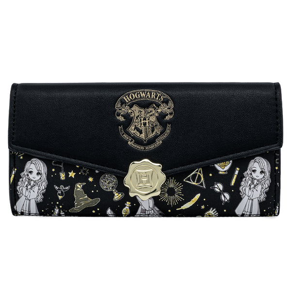 LOUNGEFLY Harry Potter Expecto Elements All selling Over Print Black Women's Double Stra