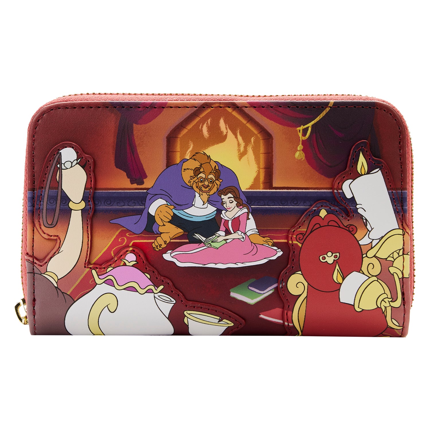 Loungefly Disney Beauty and The Beast Fireplace Scene Zip Around Wallet