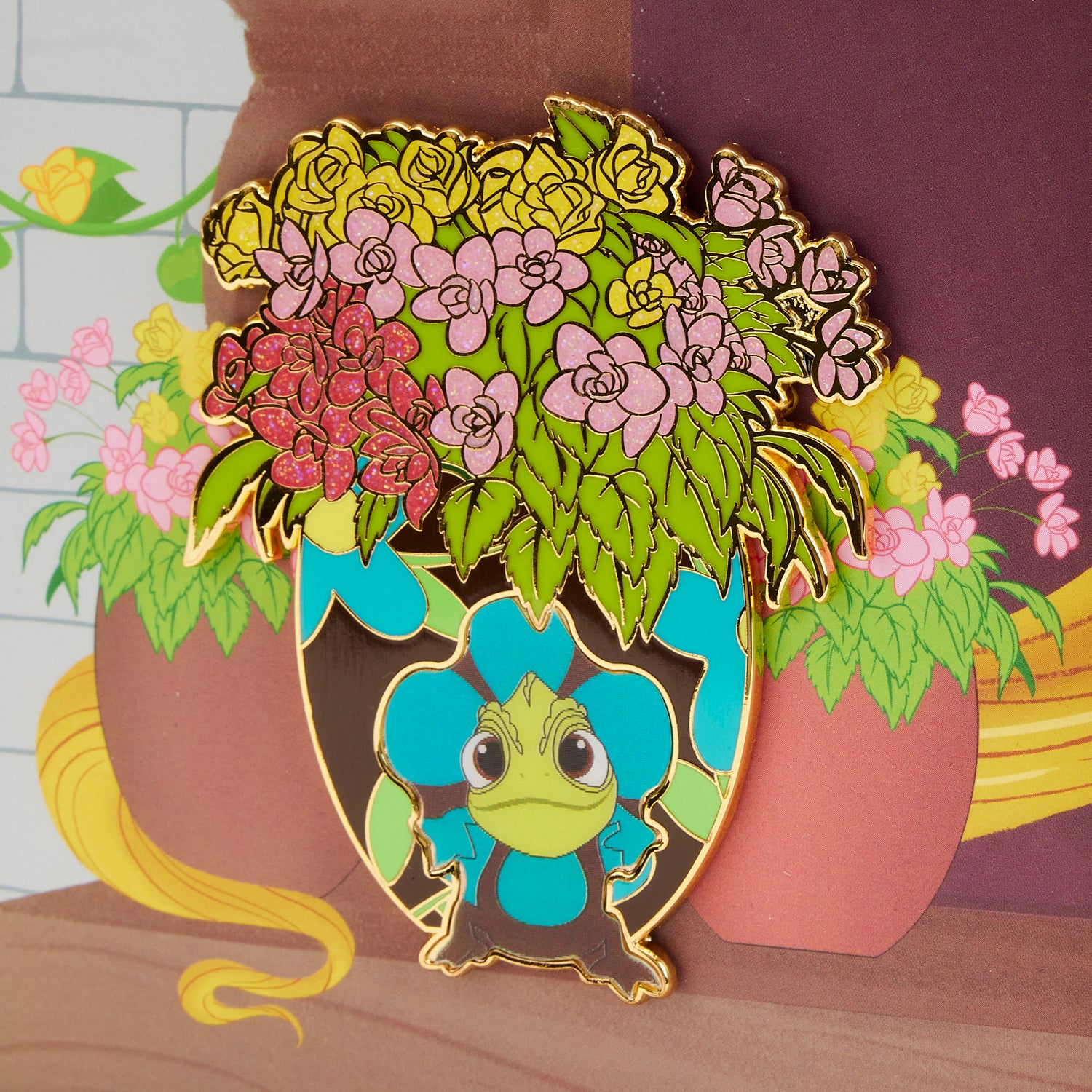LF Disney Tangled Lenticular Pascal Flowers Enamel Keychain - Collection  Lounge