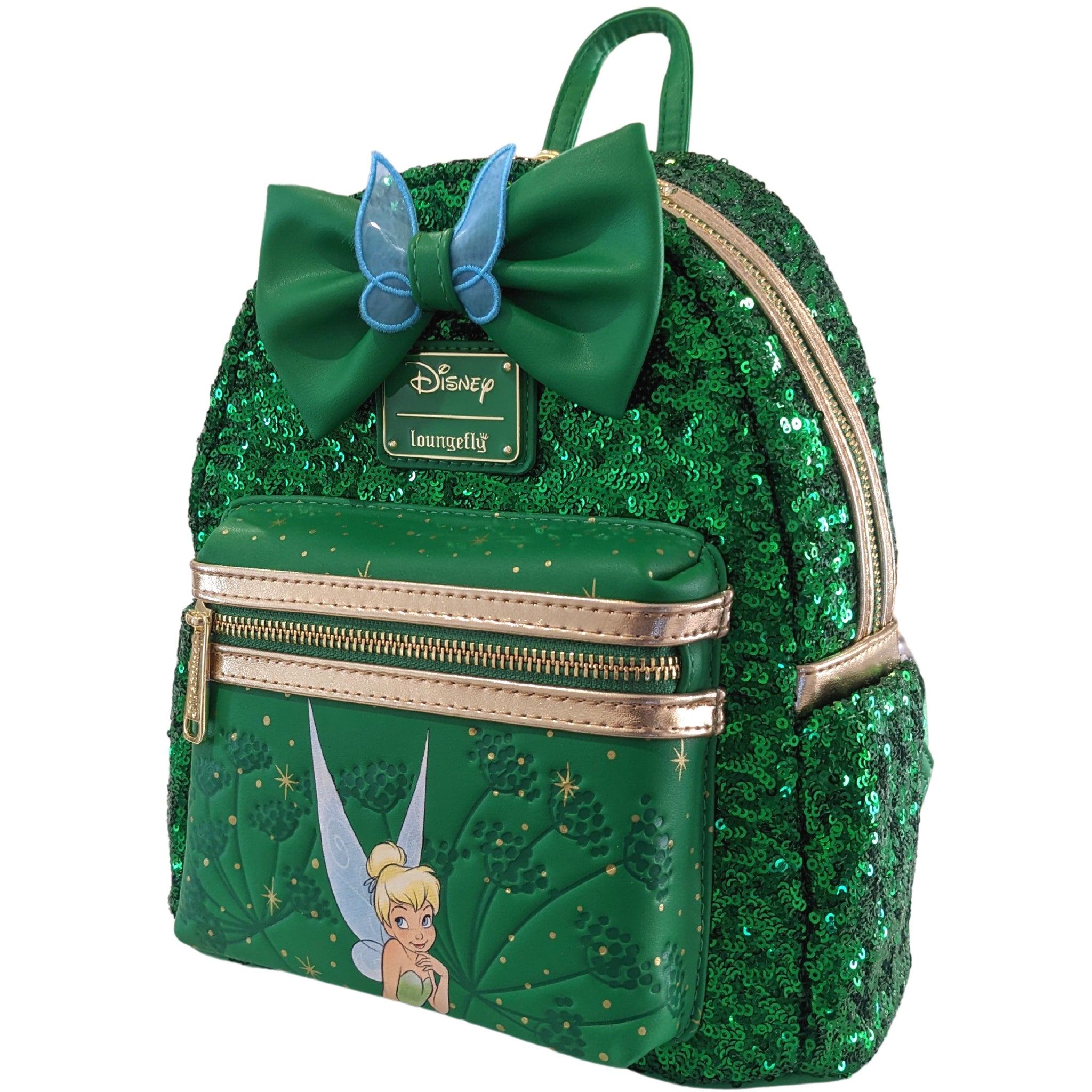 disney tinkerbell mini backpack Loungefly Tinkerbell Emerald Green Sequin Mini Backpack Exclusive – Circle Of Hope Boutique