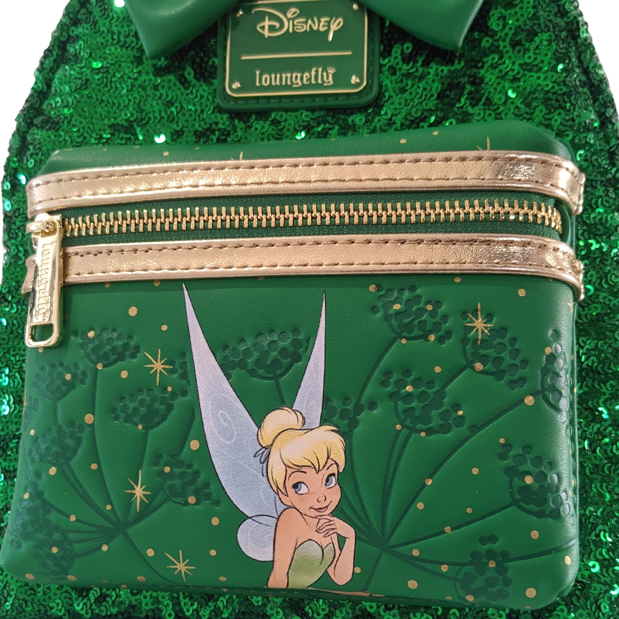 Loungefly Disney Tinker Bell Emerald Green Sequin Mini Backpack