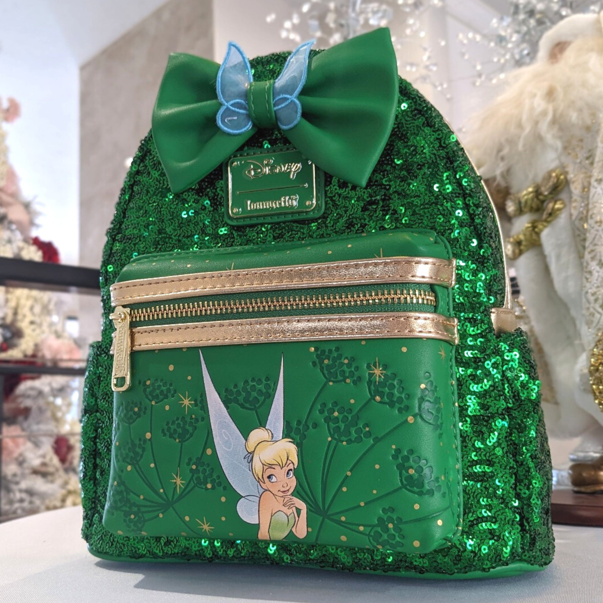 Loungefly Tinkerbell Emerald Green Sequin Mini Backpack Exclusive