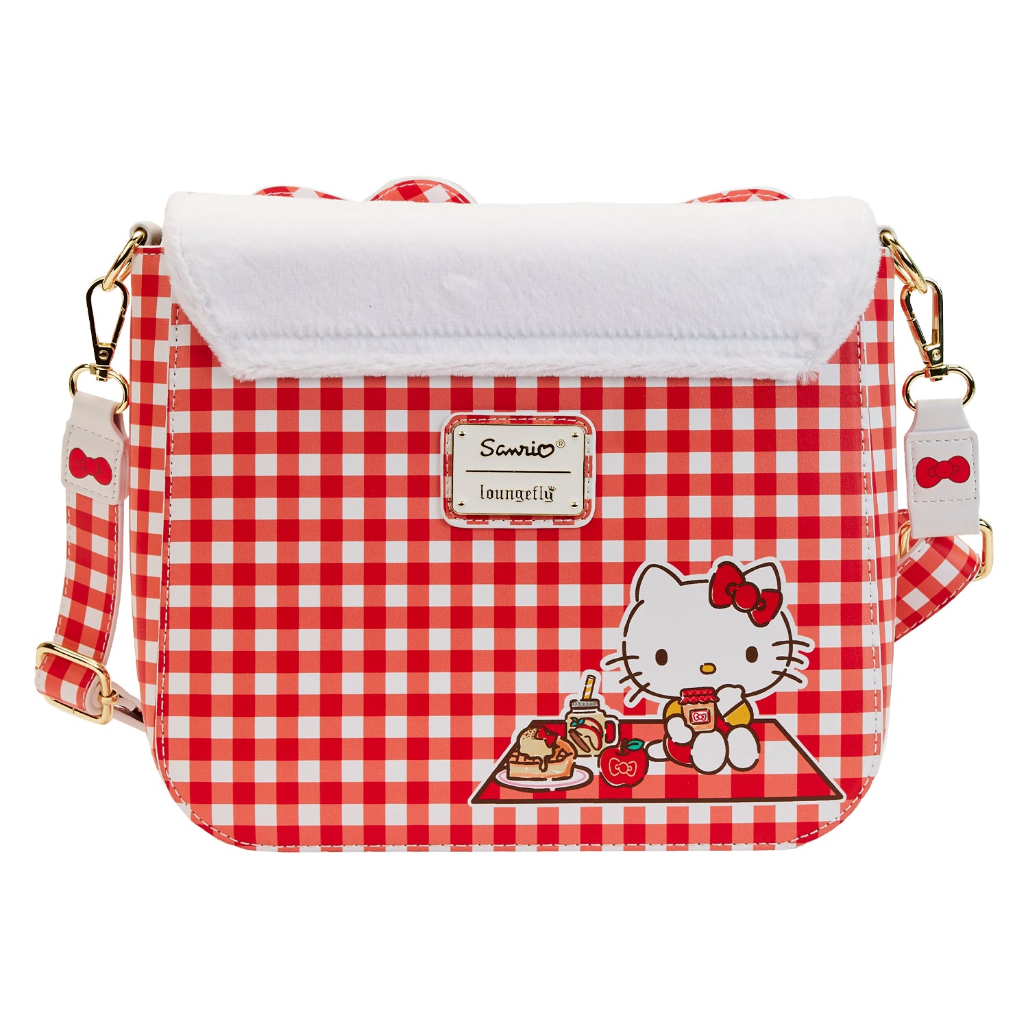 Hello Kitty Hand Bag Plaid Bow Grey Exterior/Red Interior 678019