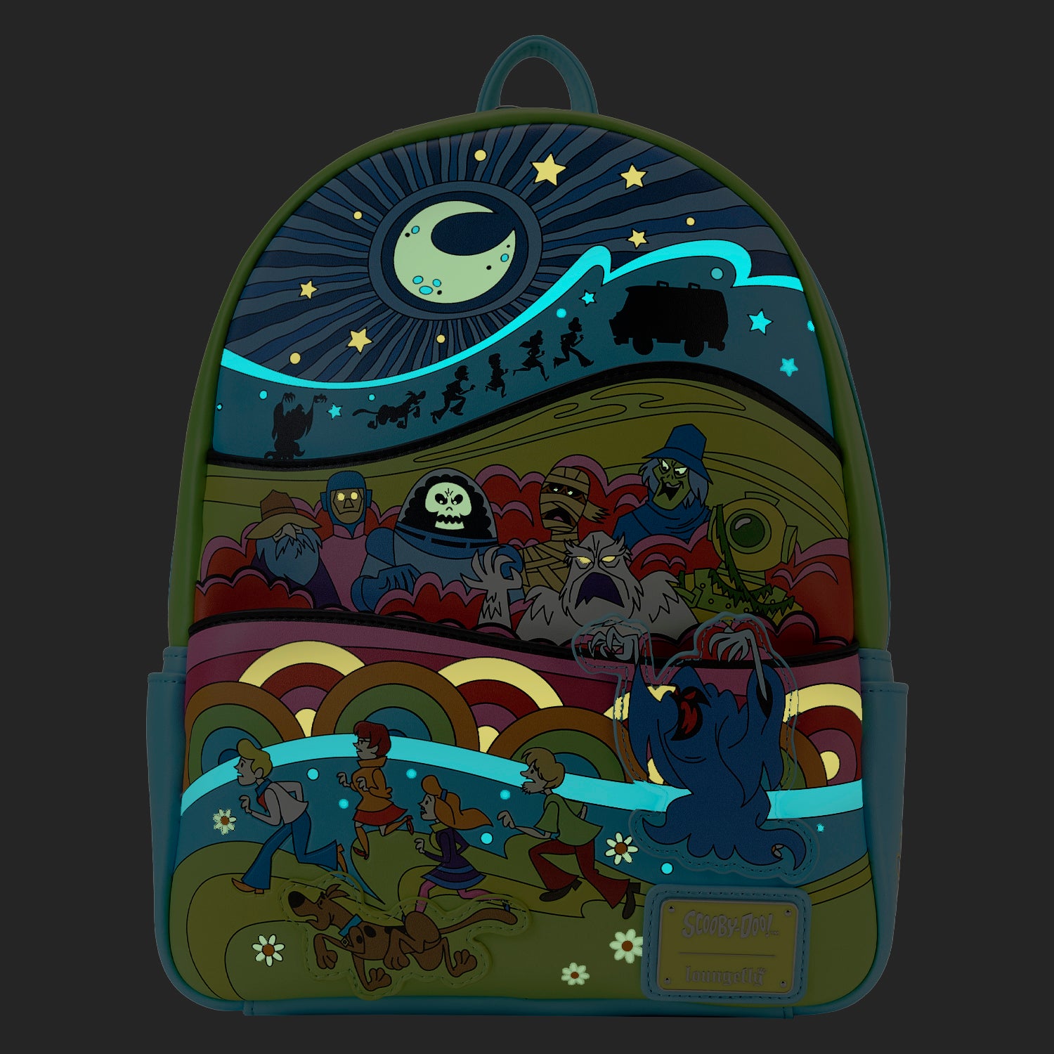 Loungefly Scooby Doo  Psychedelic Monster Chase Glow-in-the-Dark Mini Backpack