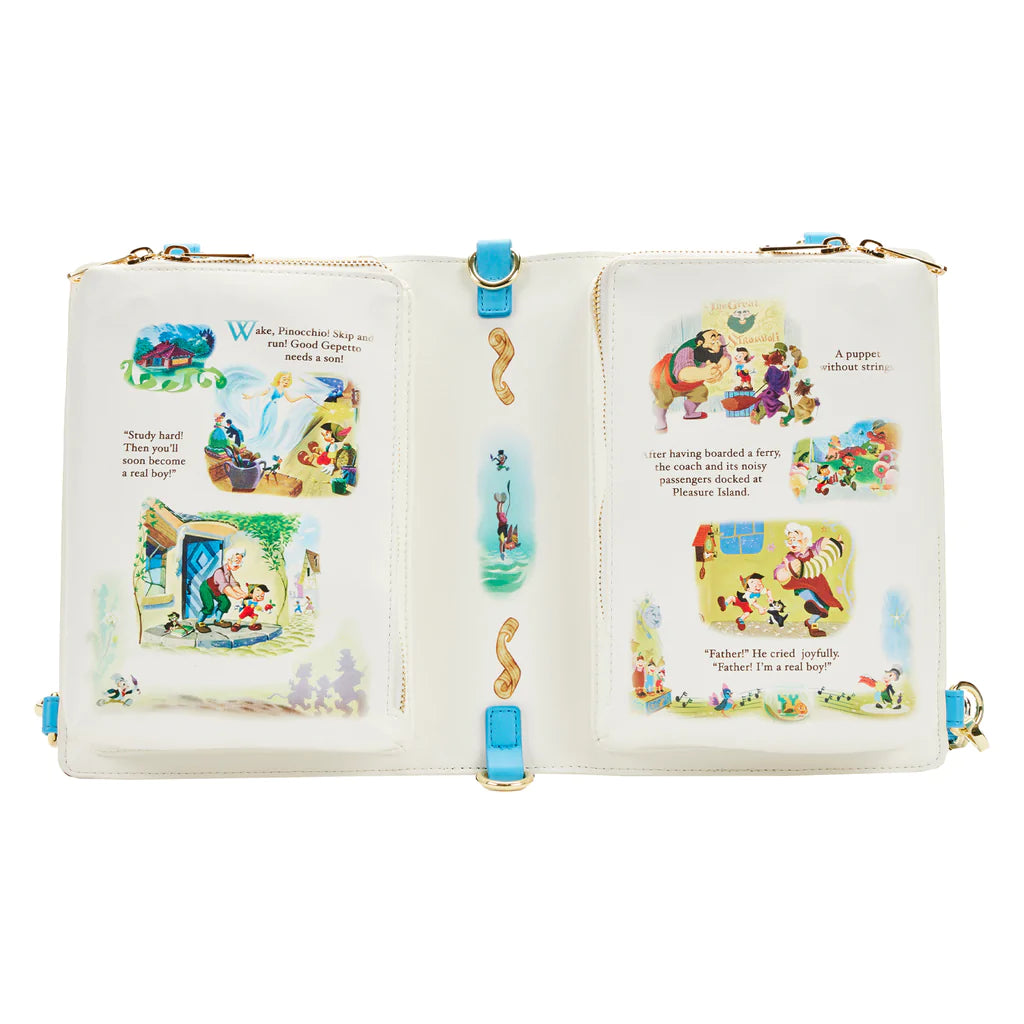 Loungefly Disney Classic Books Pinocchio Convertible Crossbody Bag