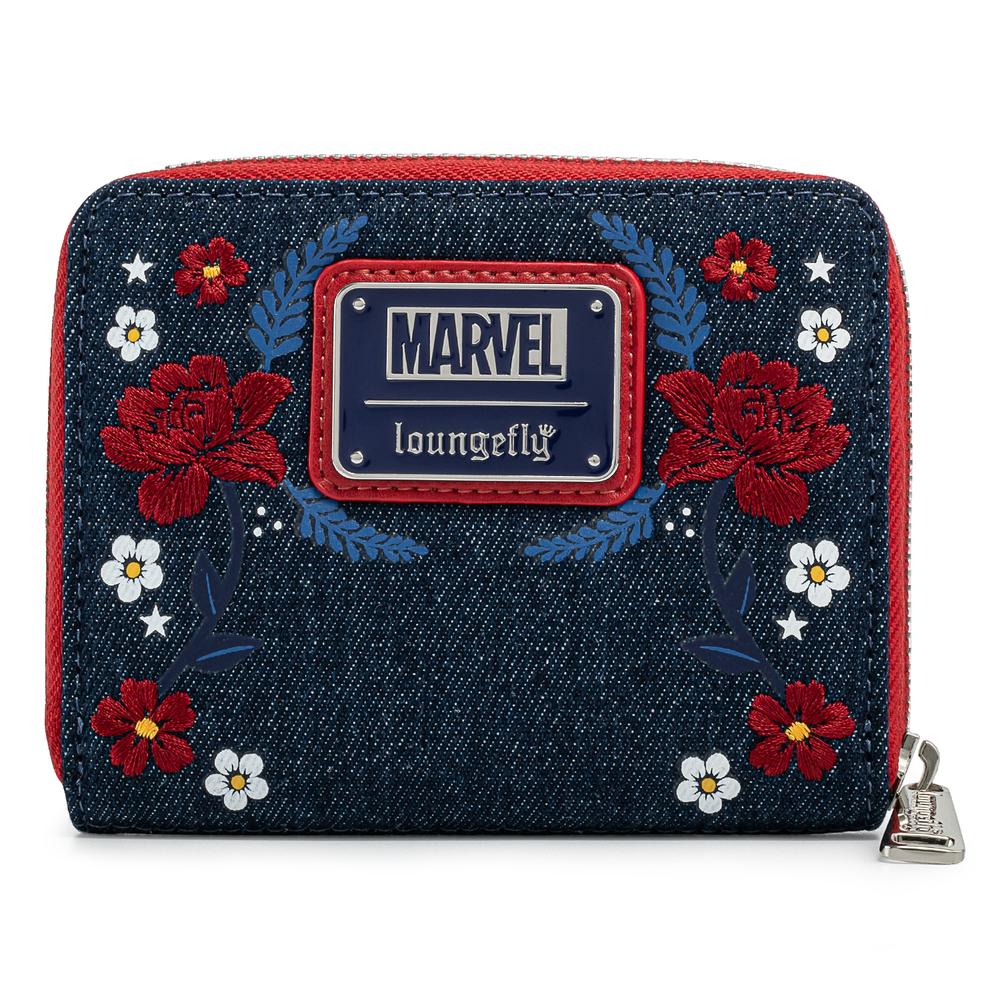 Loungefly Marvel Captain America 80th Anniversary Floral Shield Ziparound Wallet