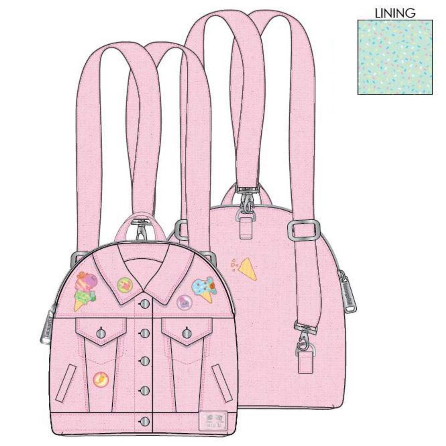 jeanjacket mini backpack Loungefly Pokemon Ice Cream Denim Jacket Convertible Mini Backpack