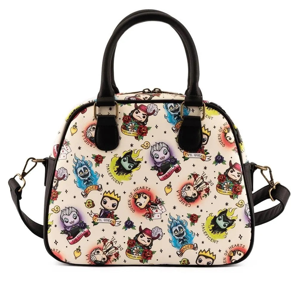 Loungefly POP Disney Villains Tattoo All Over Print Womens Double Strap  Shoulder Bag Purse