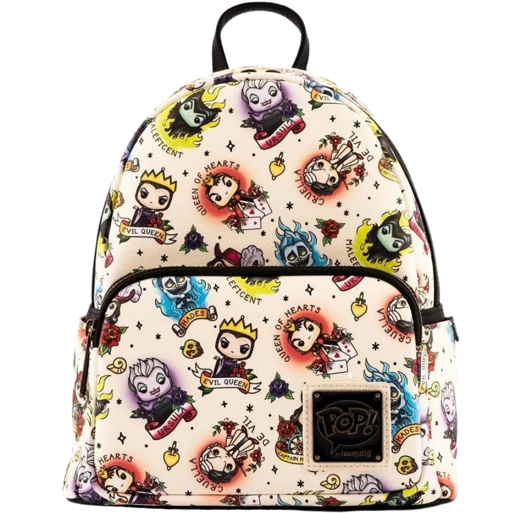 Pop! by Loungefly Disney Villains Tattoo All-Over-Print Mini Backpack