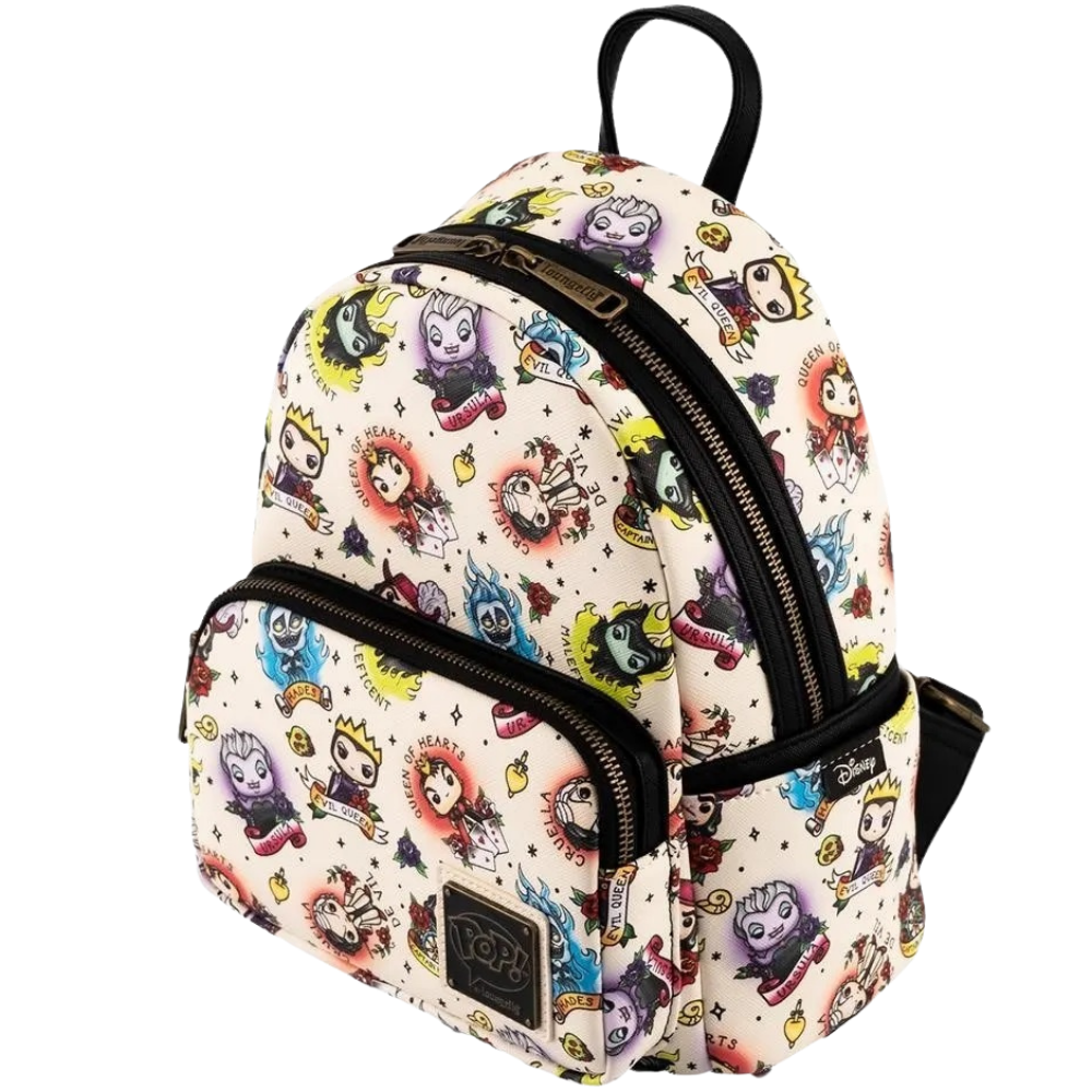 Pop! by Loungefly Disney Villains Tattoo All-Over-Print Mini Backpack