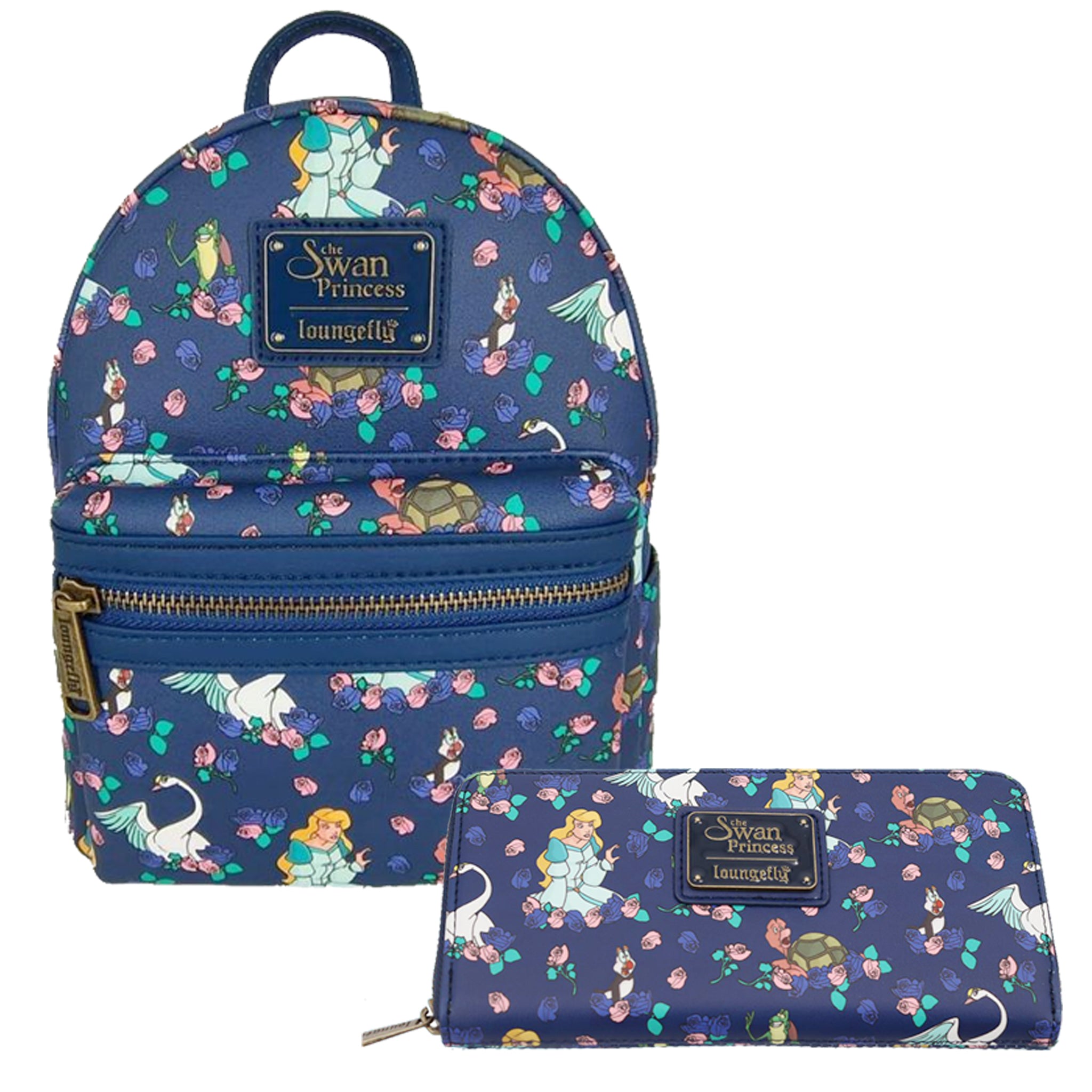Loungefly Swan Princess and friends AOP Limited Edition Mini Backpack and Wallet Set (International)