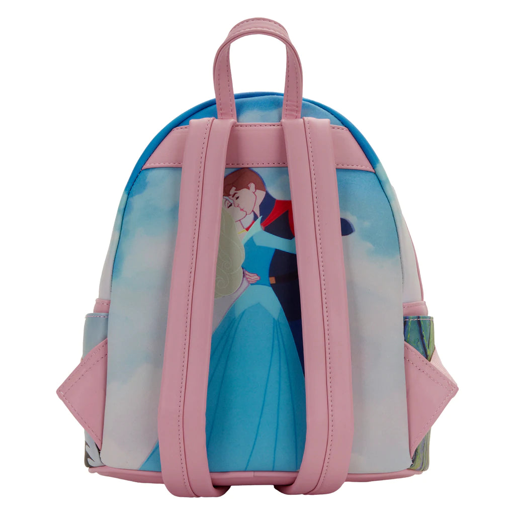LOUNGEFLY Sleeping Beauty Princess Backpack Bag - Pink Scenes